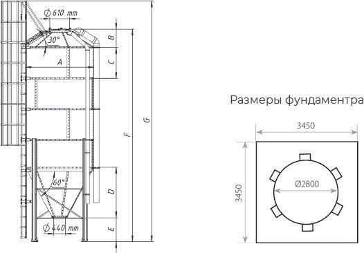 Бункер для кормів 29,0 м&sup3; , металевий